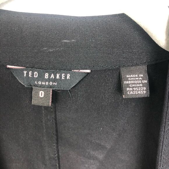 TED BAKER LONDON | Black Silk Silver Studded Open Jacket Women’s Size 0 - Picture 4 of 9